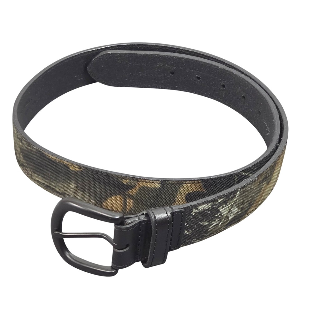 Mossy Oak Belt Mens 36 Camo Green Leather Canvas Hunting Outdoor Camouflage